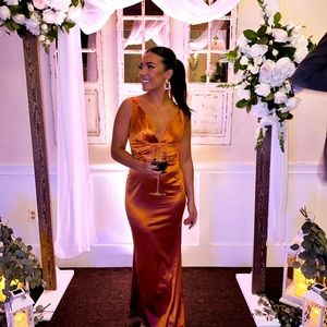 Orange cut out corset maxi dress size medium